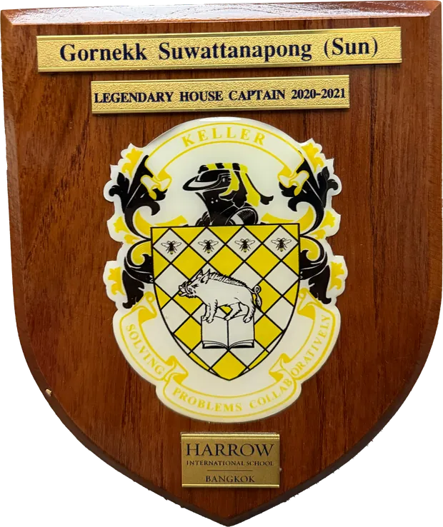Keller House Captain plaque — Harrow International School Bangkok, 2020–21